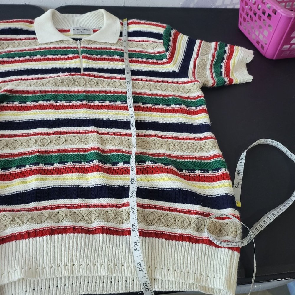 Vintage 80s Alfred Dunner Rainbow Striped 1/4 Zip Collared Sweater Large‎ Retro - Picture 7 of 7